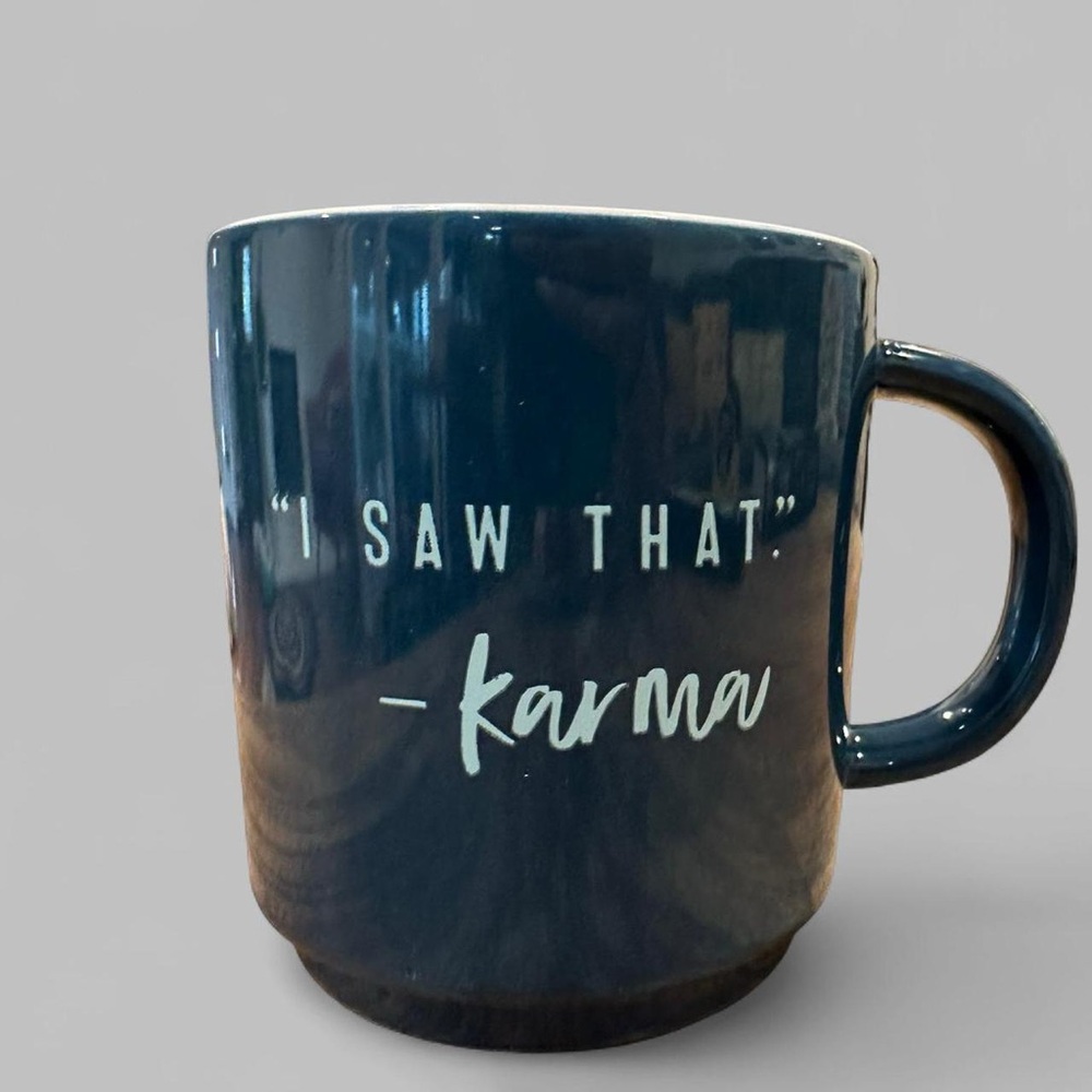 "Karma" Blue Novelty Stoneware Mug